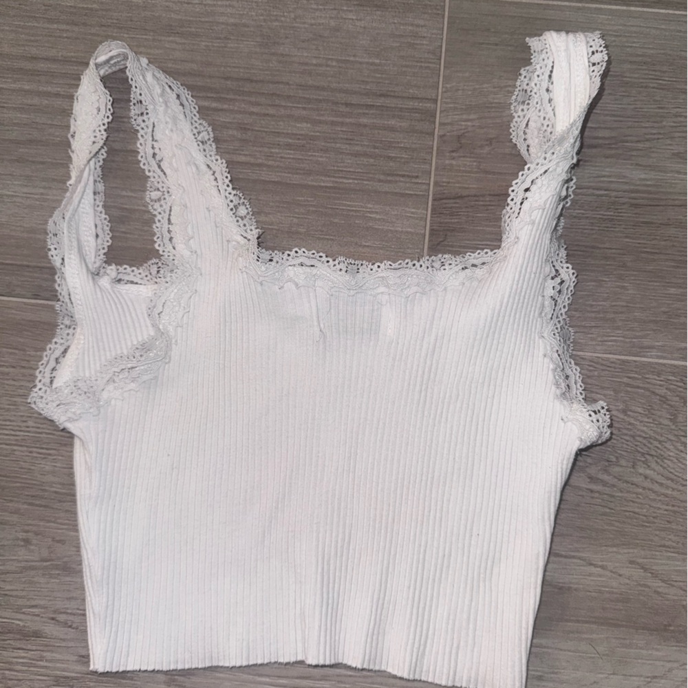 Princess Polly White Pleated Ribbed Camisole